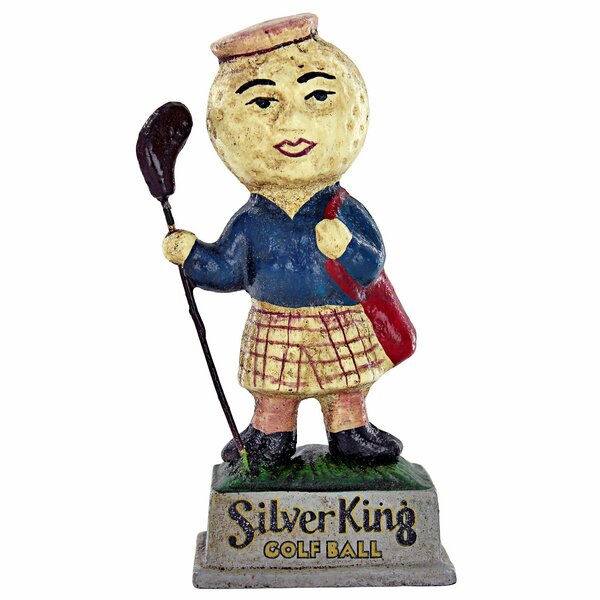 Design Toscano Silver King Golf Ball Advertisement Cast Iron Golfer Statue SP6006